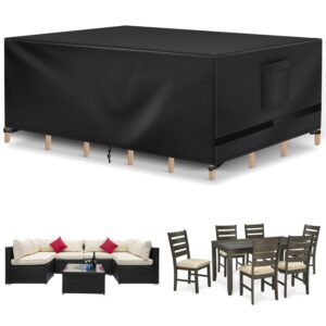 richwon patio furniture covers, outdoor table covers waterproof rectangle, heavy duty outdoor furniture covers for patio furniture, outdoor sectional set cover 90"l x 64"w x 28"h, black