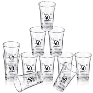 Sliner 48 Pack Birthday Shot Glasses Bulk Unbreakable 1.4oz Cheers to 30/40/50/60/70/80 Years Shot Glass Thick Base Mini Clear Plastic Shot Glass Anniversary Favors for Guests Birthday (for 40 Years)