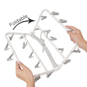 Foshine Clothes Drying Racks Foldable Clip Hangers Drip Hanger Plastic with 20 Drying Clips (Light Grey-Rectangle)