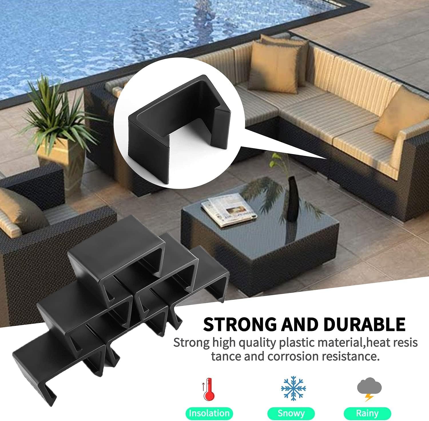 8 PCS Outdoor Furniture Clips, Sofa Wicker Sectional Patio Furniture Clips, Wicker Chair Fastener, Wicker Furniture Clamps Connectors, Connect Sectional Module Outdoor Couch Patio Furniture (L)