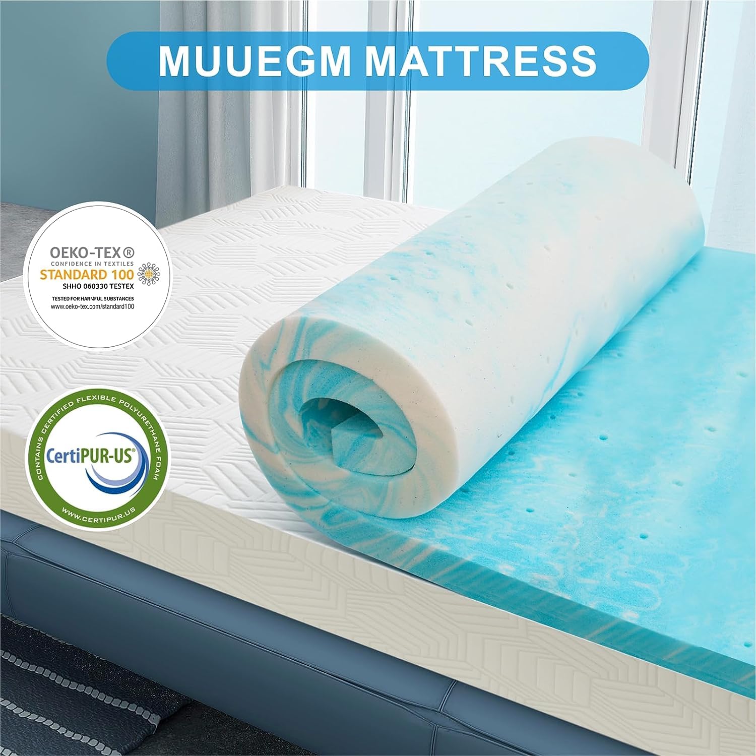 MUUEGM 2 Inch Memory Foam Mattress Topper Twin Size,Cooling Gel Infused Twin Mattress Pad for Pressure Back Pain Relief,Ventilated Soft Bed Topper for College Dorm Single Bed,CertiPUR-US Certified