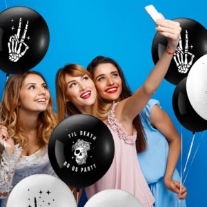 Norme 60 Pcs Bride or Die Latex Balloons Black Bachelorette Party Balloons Decorations Skull Till Death Do Us Party Black and White Balloon Decor for Engagement Bridal Shower Wedding Party Supplies