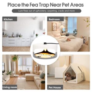 Flea Traps for Inside Your Home, 2 Pack Flea Trap Light, Flea Traps Indoor for Home, Bed Bug Killer w/Sticky Pad Refills & Bulb, Odorless Insect Treatment Trap Catcher Pest Control for Pet