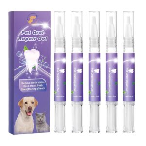 pet oral repair gel - 5 pack pet oral restoration white gel, targets tartars, without brushing, pet oral restorative gel, pet oral care gel, pet breath freshener for dogs & cats, 3ml