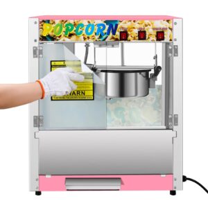 OUKIDR Popcorn Machine, Commercial Popcorn Machine With 8 Oz Kettle Makes Up To 48 Cups, Popcorn Machine Movie Theater Style With 3 Switch Control, Pink