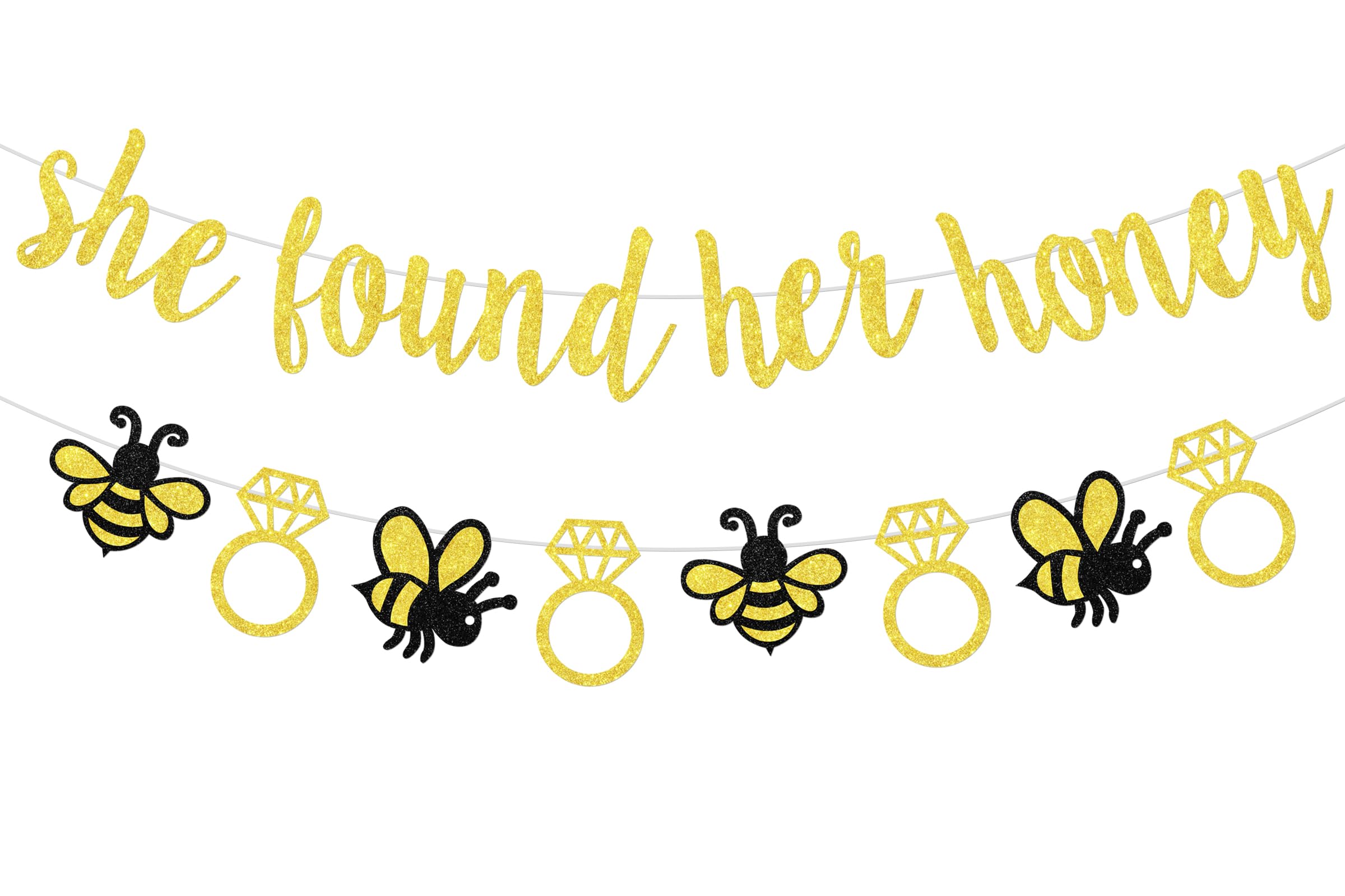 Sursurprise Bee Bridal Shower Decorations, She Found Her Honey Banner Bumble Bee Diamond Ring Garland for Bride to Bee Bridal Shower Engagement Wedding Bachelorette Party Supplies