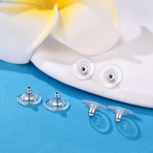 6 PCS Silver Locking Earring Backs for Studs Heavy Droopy Earrings, 925 Sterling Silver Hypoallergenice Earring Backs Replacements for Women Men (Silver)