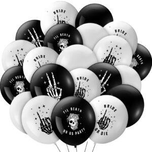 norme 60 pcs bride or die latex balloons black bachelorette party balloons decorations skull till death do us party black and white balloon decor for engagement bridal shower wedding party supplies