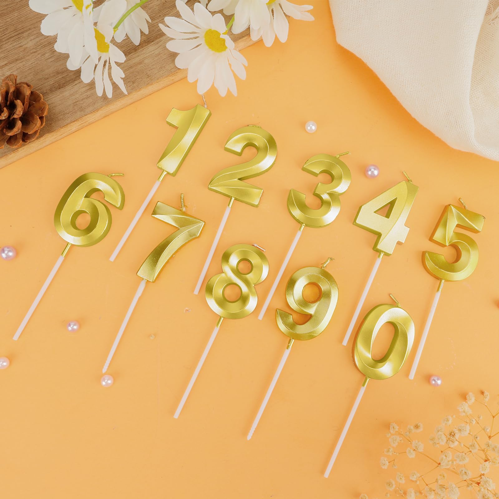 Birthday Candles for Cake, Gold Number 8 Birthday Candles, Happy Birthday Numeral Candle, Number Candles for Cake Decorations for Birthday Party Wedding Anniversary Graduation Celebration