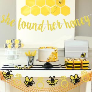 Sursurprise Bee Bridal Shower Decorations, She Found Her Honey Banner Bumble Bee Diamond Ring Garland for Bride to Bee Bridal Shower Engagement Wedding Bachelorette Party Supplies