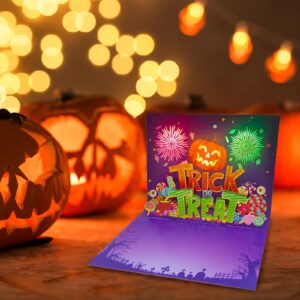 DTESL 3D Pop Up Trick Or Treat Pumpkin Halloween Card, with light and music, For Kids, Friend, Boyfriend, Girlfriend, Husband, Him, Women - Skull, Ghost, Envelope