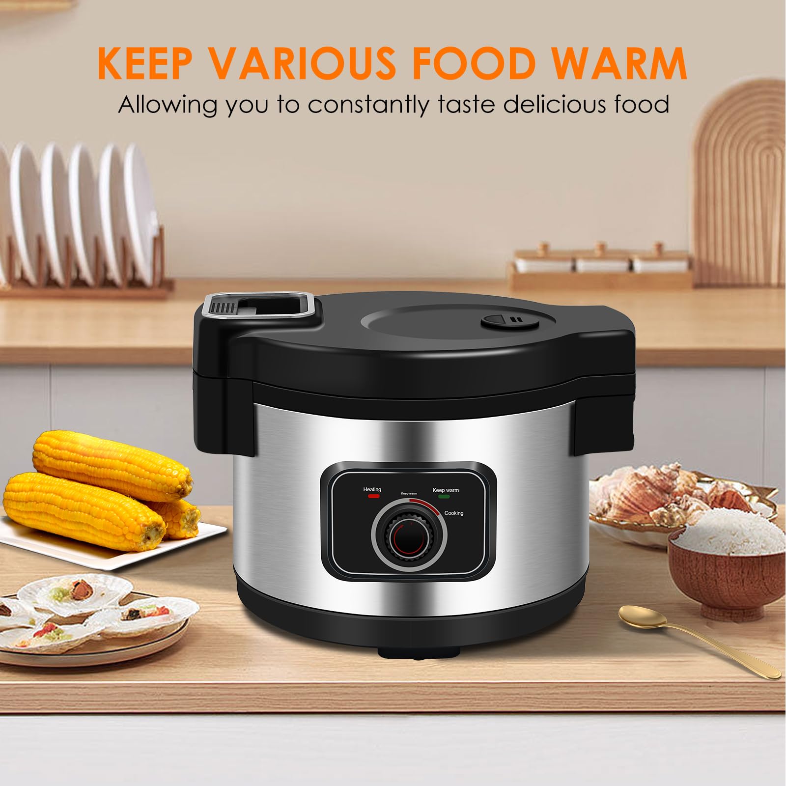 WerkWeit Commercial Rice Cooker Large Rice Cooker 50Cup(Cooked)/25Cup (Uncooked), 1850W 13L Rice Cooker for Restaurant Canteen Party Commercial Rice Warmer for 24H