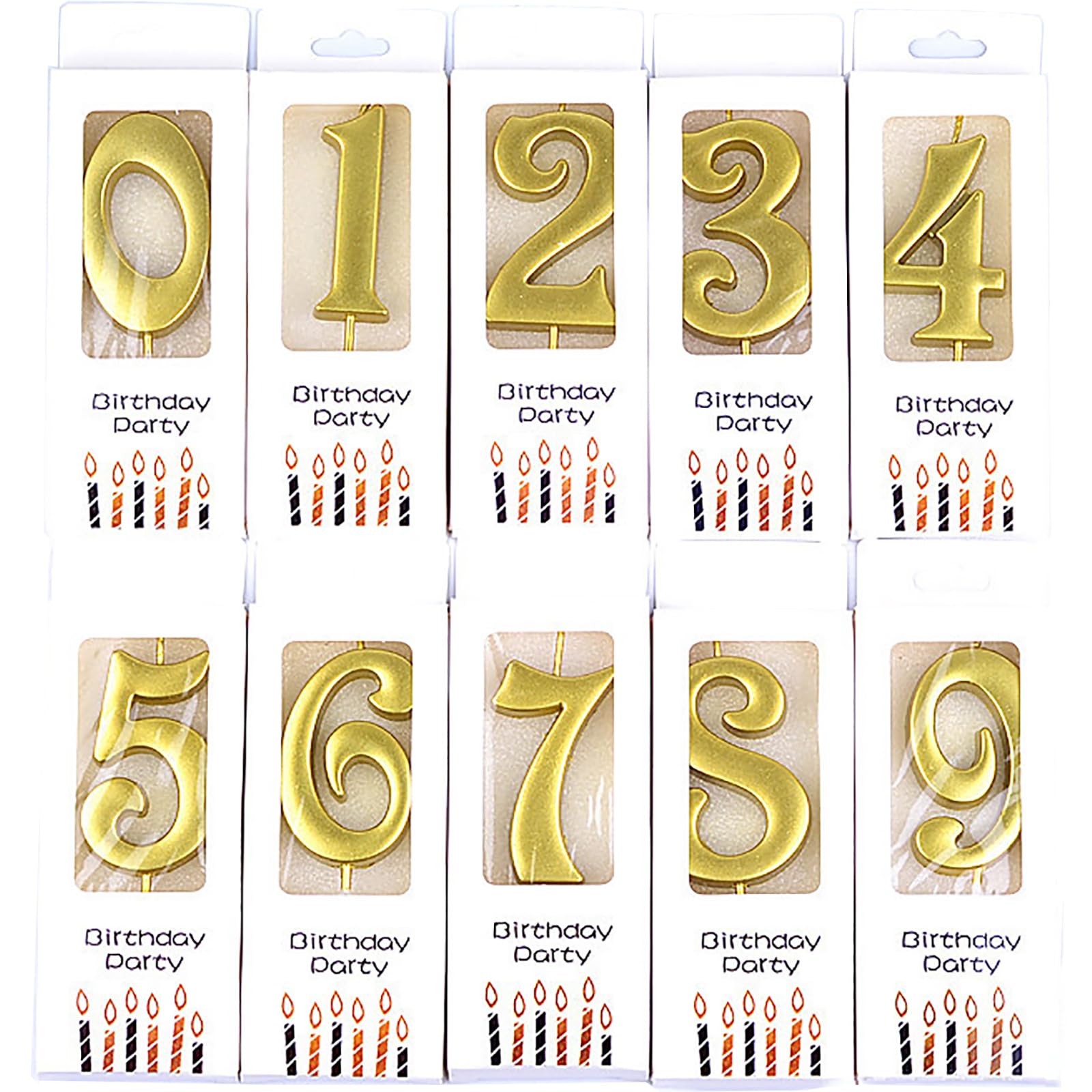 10-Pieces Numeral Birthday Candles, Birthday Digital Candle Baking Dessert Cake Party Romantic Atmosphere Decoration Number 0-9 Cake Top Decoration for Birthdays Wedding Anniversaries Parties