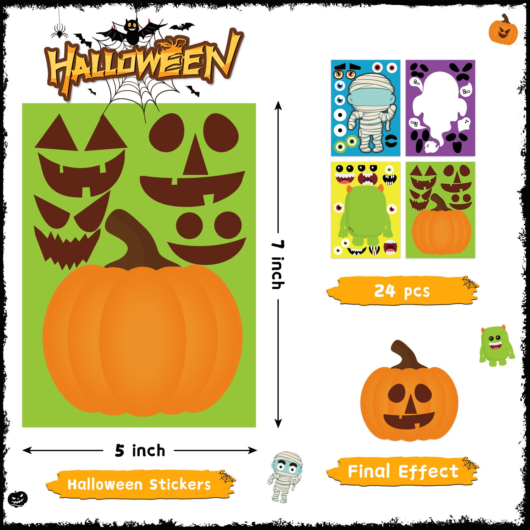 MISS FANTASY Halloween Games - 3 in 1 Halloween Party Games Include Halloween Bingo Game Halloween Pin Game Halloween Stickers Halloween Party Favors Supplies for Kids Children Activities