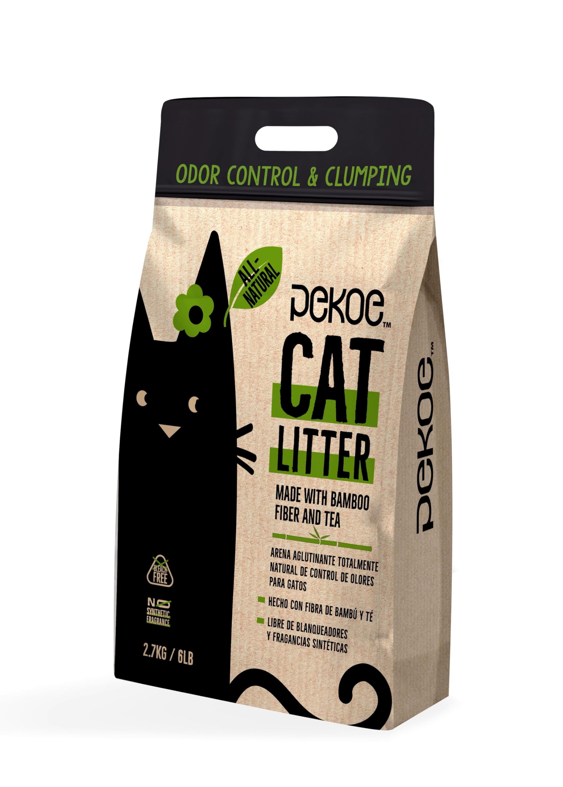 PeKoe All-Natural Odor Control & Clumping Cat Litter with Bamboo and Tea, 6-lb Bag (Pack of 1)