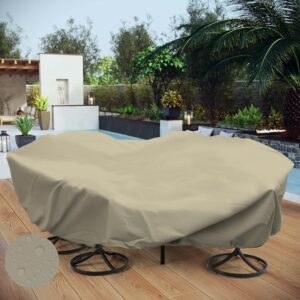 INFRANGE-Patio Furniture Covers 9' Waterprrof UV Resistant Heavy Duty Cover for Outdoor Round and Rectangle Table Chair Sofa Beige