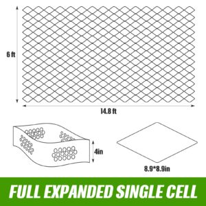 Sasylvia 15 x 6 ft Geocell Base Ground Gravel Grid 1885 Lbs Per Sq ft Load, Thick Collapsible Permeable Pavers Heavy Load Resistance Gravel Stabilization Grid for Garden Driveway Slope