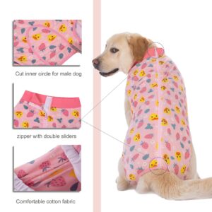 Recovery Suit for Dogs After Surgery, Large Medium Dog Recovery Onesie Surgical Suit for Prevent Licking Cone Alternative, Soft Cotton Covers Wound Body Suit for Male Female Dogs(4XL,Duck Pink)