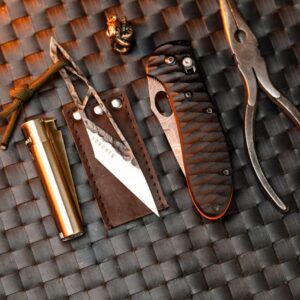 KOVCHEGART handmade pocket knife kiridashi, edc utility knife, neck knife (n690 steel cryo treated, OSA02 4.1 inch)