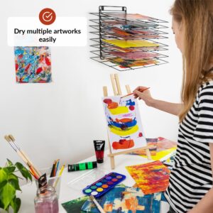 ODOXIA Art Drying Rack Hanging for Classroom | Small Hangable Paint Drying Rack | 8 Removable Shelves | Canvas Rack Art Storage | Painting Drying Rack with Screws | Stack Rack for Painting, Drawings