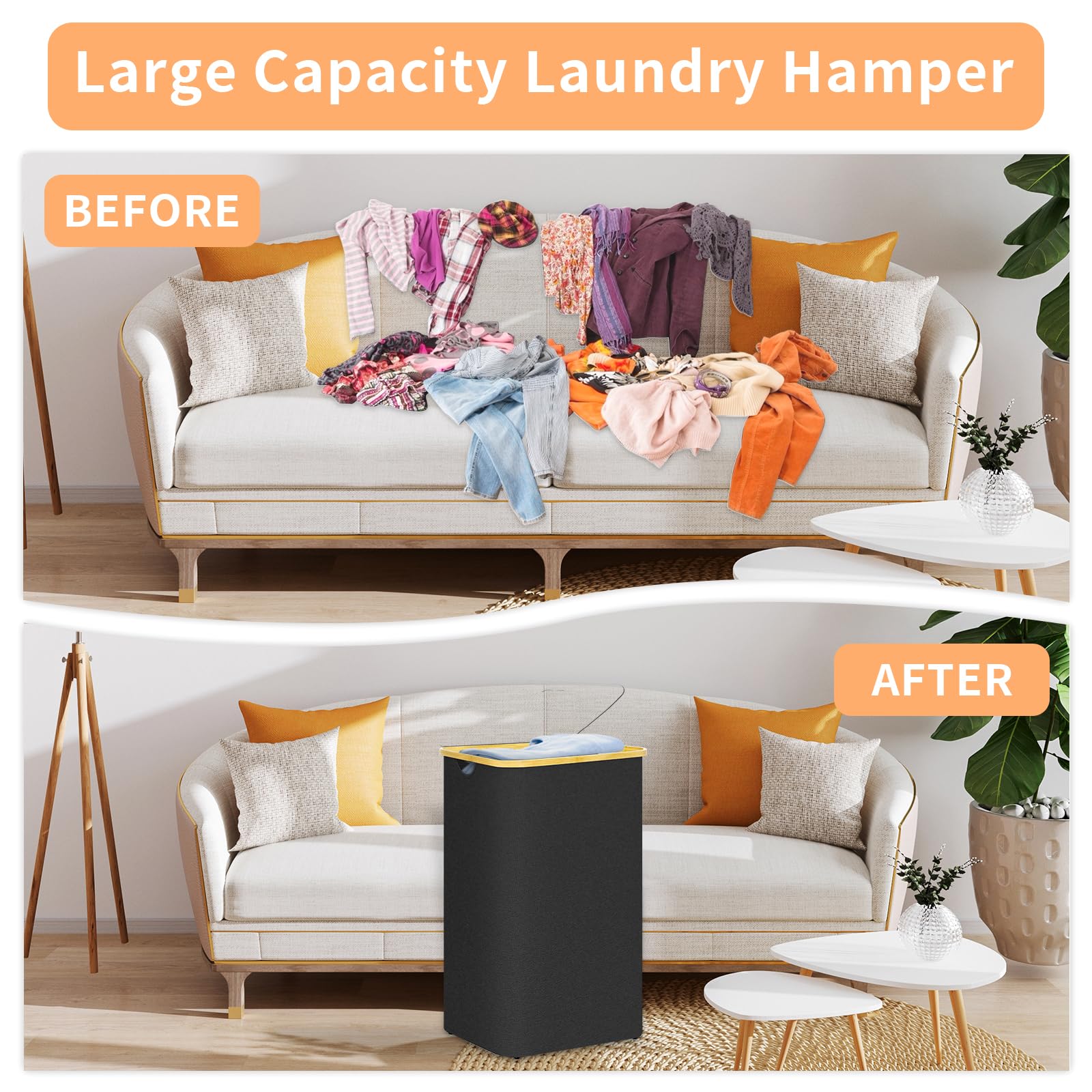 Laundry Hamper with Wheels, 100L Large Laundry Basket with Lid, Rolling Laundry Hamper with Removable Bag, Collapsible Clothes hamper for Bedroom Laundry Room Dorm (Black)