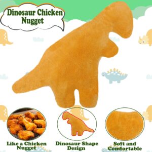 ML.ENJOY 19 inch Dino Chicken Nugget Pillow, Dinosaur Chicken Nugget Plush, Dinosaur Stuffed Animal Cute Soft and Nice Size Plush Toy, Gift for Boys and Girls(Dino-A)