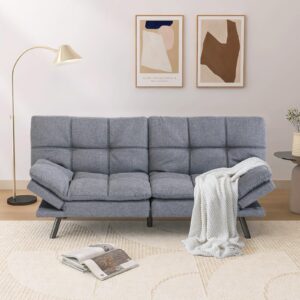 hcore, convertible sleeper, memory foam futon couch,loveseat bed,small splitback modern sofa sofabed, grey