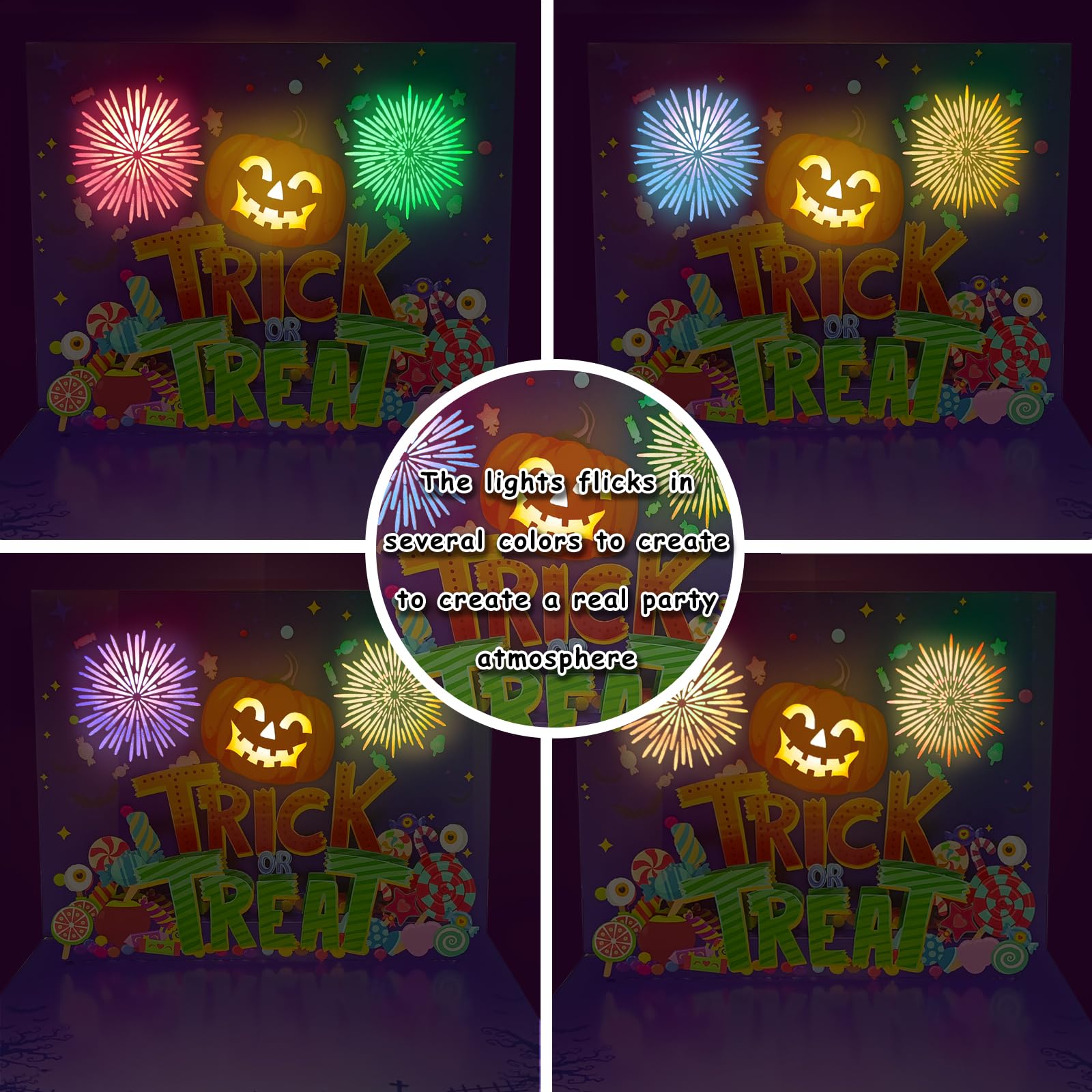 DTESL 3D Pop Up Trick Or Treat Pumpkin Halloween Card, with light and music, For Kids, Friend, Boyfriend, Girlfriend, Husband, Him, Women - Skull, Ghost, Envelope