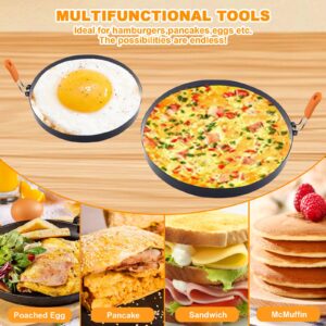 Qivine Egg Rings for Frying Eggs, Round Egg Rings for Egg Mcmuffins with Silicone Handle, 3Pcs Egg Rings for Griddle Egg Circles for Frying Eggs, Nonstick Fried Egg Cooker Ring with Oil Brush