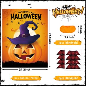 MISS FANTASY Halloween Games - 3 in 1 Halloween Party Games Include Halloween Bingo Game Halloween Pin Game Halloween Stickers Halloween Party Favors Supplies for Kids Children Activities