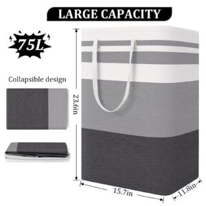 FOWSRHRG 2 Pack Large Laundry Hamper Organizer,Collapsible Laundry Baskets with Handles,Dirty Clothes Basket Laundry Storage Bag, Tall Clothes Hamper Freestanding for Towels Toys Dorm Bathroom