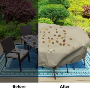 INFRANGE-Patio Furniture Covers 9' Waterprrof UV Resistant Heavy Duty Cover for Outdoor Round and Rectangle Table Chair Sofa Beige