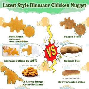 ML.ENJOY 19 inch Dino Chicken Nugget Pillow, Dinosaur Chicken Nugget Plush, Dinosaur Stuffed Animal Cute Soft and Nice Size Plush Toy, Gift for Boys and Girls(Dino-A)