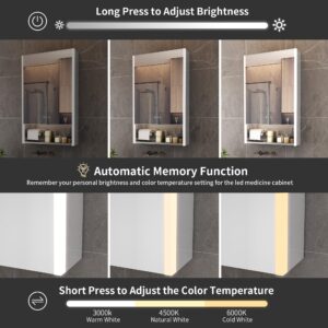 Bathlink Lighted Medicine Cabinets for Bathroom,Medicine Cabinet with Lights and Mirror,20"x32" Aluminum Left Door Medicine Cabinets, Sensor Light, 5X Mirror, Frosted Acrylic Lampshape