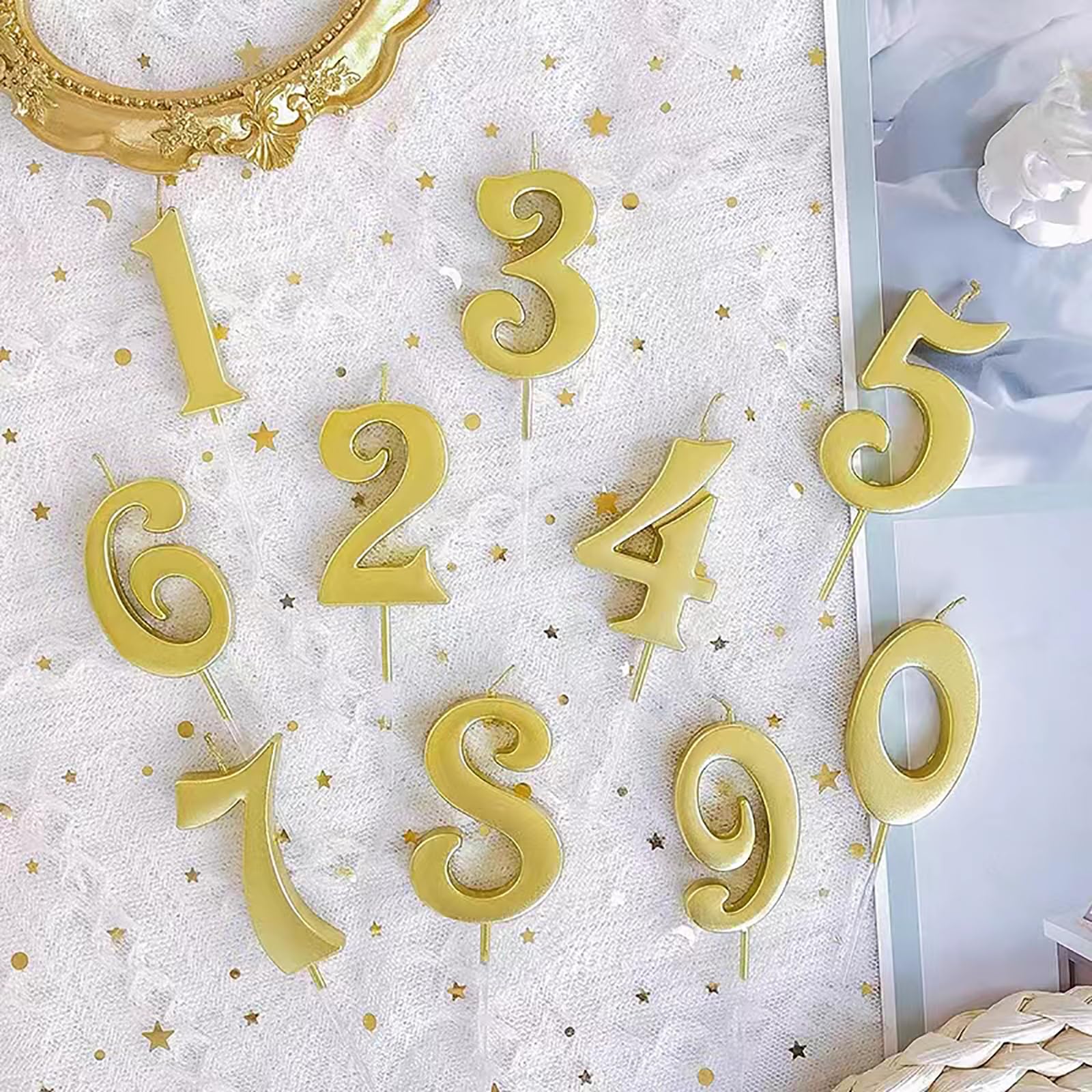 10-Pieces Numeral Birthday Candles, Birthday Digital Candle Baking Dessert Cake Party Romantic Atmosphere Decoration Number 0-9 Cake Top Decoration for Birthdays Wedding Anniversaries Parties