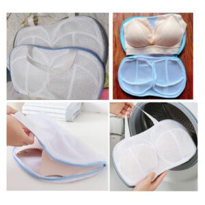 NentMent 2 Pack Bra Laundry Bags for Washing Machine Lingerie Wash Dryer Bag Non-Deform 3D Protective Bracket Case with Handle and Zipper for Women Underwear Brassiere Delicates A to C Cups