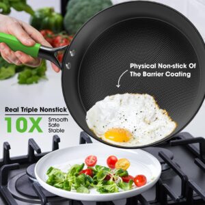 imarku 12 Inch Non Stick Frying Pans with Lid, Long Lasting Cast Iron Skillet, Premium Frying Pan with Stay Cool Handles, Professional Frying Pan Skillet with Lid, Dishwasher Safe, Christmas Gifts