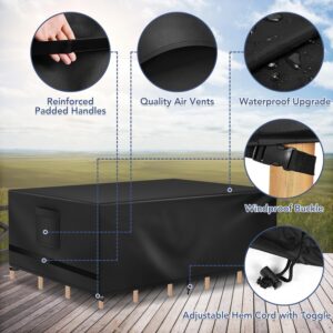 Richwon Patio Furniture Covers, Outdoor Table Covers Waterproof Rectangle, Heavy Duty Outdoor Furniture Covers for Patio Furniture, Outdoor Sectional Set Cover 90"L x 64"W x 28"H, Black