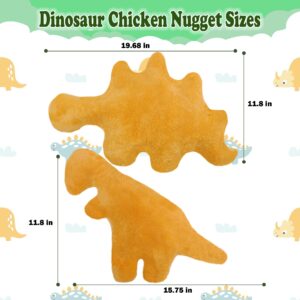 ML.ENJOY 19 inch Dino Chicken Nugget Pillow, Dinosaur Chicken Nugget Plush, Dinosaur Stuffed Animal Cute Soft and Nice Size Plush Toy, Gift for Boys and Girls(Dino-A)