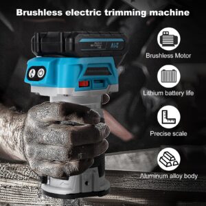 Cordless Compact Wood Router Tool - 6 Speeds Adjustable Electric Hand Woodworking Trimmer Palm Router kit with 15 PCS Router Bits, 2PCS 4.0Ah Batteries