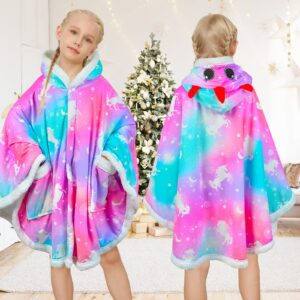 Fiodrimy Kids Wearable Blanket Hoodie Angel Wrap Hoodie Blanket Girls Uniorn Poncho Wrap Throw Cape Shawl 3-10 Years Gifts