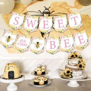 Sweet As Can Bee Banner Pink Bee Baby Shower Decorations for Girl Pre-Strung Honey Bee Banner for Bumble Bee Baby Shower Bridal Shower Sweet As Can Bee Birthday Party Decorations