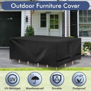 Richwon Patio Furniture Covers, Outdoor Table Covers Waterproof Rectangle, Heavy Duty Outdoor Furniture Covers for Patio Furniture, Outdoor Sectional Set Cover 90"L x 64"W x 28"H, Black