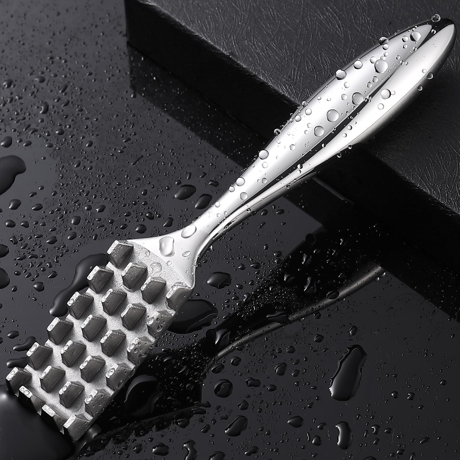 SUCCFLY Fish Scaler Stainless Steel, Premium Fish Scale Remover Integrated Casting, Heavy Duty Wedge-shaped Sawtooth Fish Descaler Tool, Ergonomic Handle Fish Scaler Remover No Mess, Fish Scaler Tool