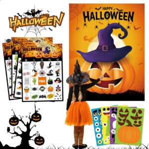 miss fantasy halloween games - 3 in 1 halloween party games include halloween bingo game halloween pin game halloween stickers halloween party favors supplies for kids children activities