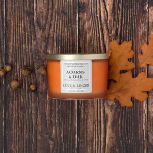 Acorns & Oak Candle | Fall Candles | Luxury Soy & Beeswax Candles for Home | 16 oz. Large Jar 3 Wick Candle | Thanksgiving Candle | Fall Scented Candle | Autumn Candles