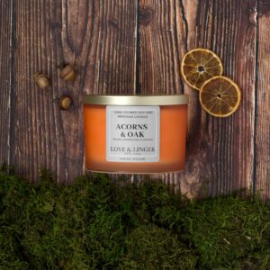 Acorns & Oak Candle | Fall Candles | Luxury Soy & Beeswax Candles for Home | 16 oz. Large Jar 3 Wick Candle | Thanksgiving Candle | Fall Scented Candle | Autumn Candles