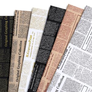 whaline 90 sheet vintage newspaper tissue paper set old newsprint gift wrapping paper 6 designs retro kraft magazine art craft tissue for wedding birthday party decor, 13.7 x 19.6 inch