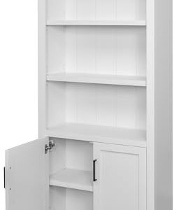 Martin Furniture Modern Wood Lower Doors Bookcase, Office Bookcase, Office Shelving, Office Storage, Fully Assembled, White