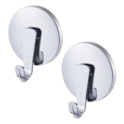 YOHOM Suction Cup Hooks for Inside Shower Wall Suction Towel Holder Bathroom Wash Cloth Suction Hanger Plastic Loofah Sponge Hooks for Glass Shower Door, 2PCS